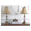 (Set Of 2) 22.5" Scarlett Glass Globe Table Lamp Antique Gold/Clear (Includes CFL Light Bulb) - Safavieh