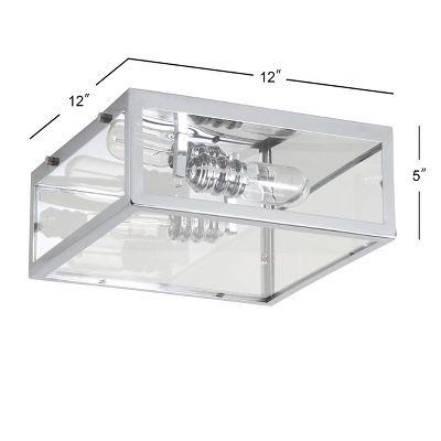 12" Metal/Glass Grayson Flush Mount (Includes Energy Efficient Light Bulb) - JONATHAN Y - Image 3