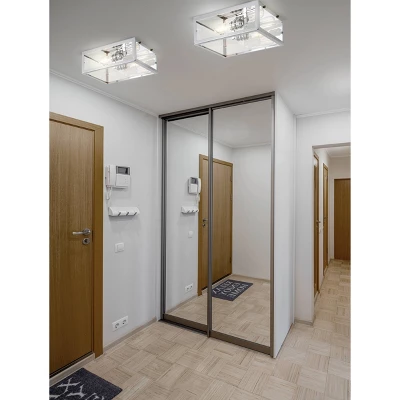 12" Metal/Glass Grayson Flush Mount (Includes Energy Efficient Light Bulb) - JONATHAN Y - Image 4