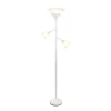 Torchiere Floor Lamp With 2 Reading Lights And Scalloped Glass Shades White - Lalia Home