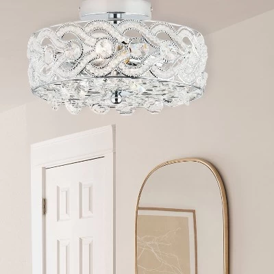11.5" Olivia Semi-Flush Mount Pendant Metallic Silver - River Of Goods