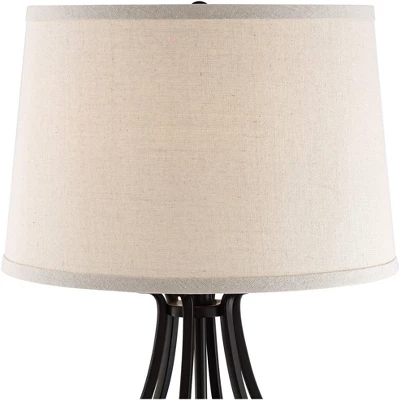 Regency Hill Hadley Modern Table Lamps Set Of 2 26" High Bronze With AC Power Outlet Light Brown Drum Shade For Bedroom Living Room Bedside House Desk - Image 2