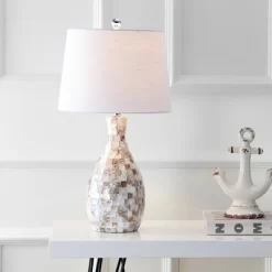 26.5" Verna Seashell Table Lamp (Includes LED Light Bulb) Beige - JONATHAN Y