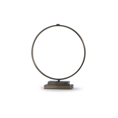 Open Circular Table Lamp With Step Pedestal And Oval Shade Antique Brass - StyleCraft - Image 2