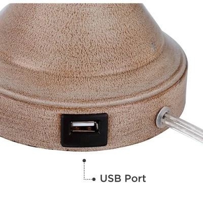 Regency Hill Avery Traditional Table Lamps 25" High Set Of 2 Faux Wood With USB Charging Port LED Touch On Off Ivory Shades For Living Room Home Desk - Image 2