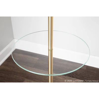 Chloe Contemporary Shelf Floor Lamp With Marble Base/Glass Shelf And Linen Shade White (Includes LED Light Bulb) - LumiSource - Image 8