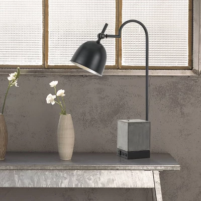 30" Metal Urban Style Desk Lamp With Cement Base Black - Cal Lighting