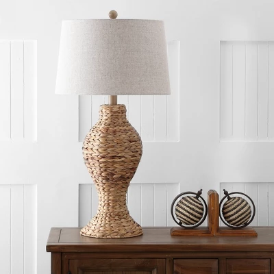 31" Elicia Seagrass Weave Table Lamp (Includes LED Light Bulb) Brown - JONATHAN Y - Image 2