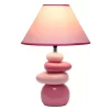 17.25" Contemporary Ceramic Stacking Stones Table Desk Lamp Pink - Creekwood Home
