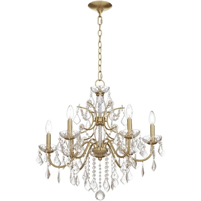 Vienna Full Spectrum DeMallo Gold Chandelier 26" Wide French Scroll Arm Clear Crystal 6-Light Fixture For Dining Room House Foyer Kitchen Island Home - Image 6