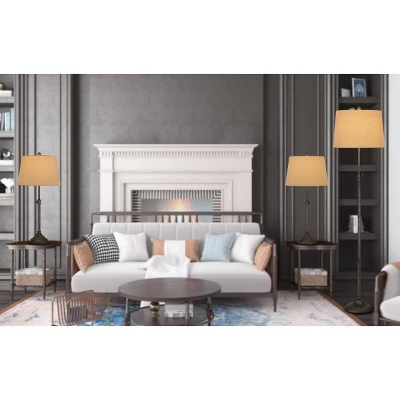 65.5" Metal Floor Lamp With 32" (Set Of 2) Matching Table Lamps Antique Silver - Cal Lighting - Image 2