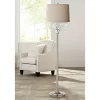 360 Lighting Chandelier Floor Lamp 62.5" Tall Brushed Nickel Chrome Crystals Natural Linen Fabric Drum Shade For Living Room Reading Bedroom
