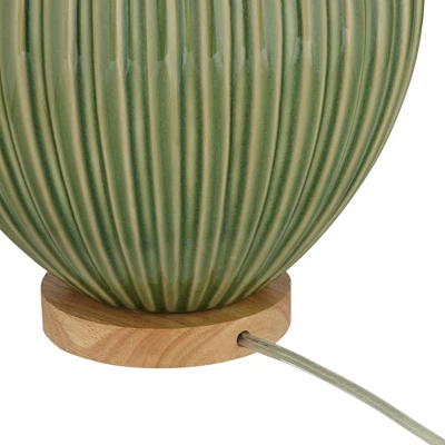 360 Lighting Sevilla 29" Tall Mid Century Modern End Table Lamp Green Ceramic Single Living Room Bedroom Bedside Nightstand House Oatmeal Shade - Image 6
