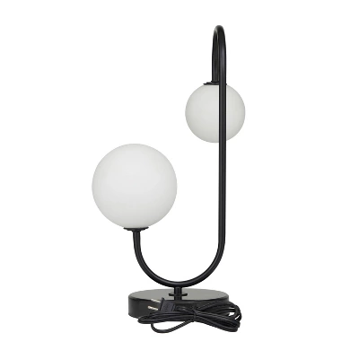 Metal Orb 2 Bulb Table Lamp With Marble Base - Olivia & May - Image 2
