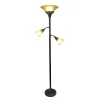 3 Light Restoration Floor Lamp With Scalloped Glass Shade Brown - Elegant Designs