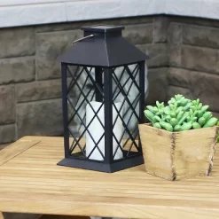 Sunnydaze Decor Sunnydaze Outdoor Concord Hanging Tabletop Solar LED Rustic Farmhouse Decorative Candle Lantern - 11"