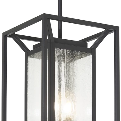 Minka Lavery Modern Outdoor Hanging Light Fixture Sand Coal Damp Rated 22" Clear Seeded Glass For Post Exterior Porch Yard Patio - Image 2