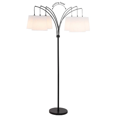 72.5" 3-Light Sylva Mid-Century Modern Head-Adjustable Iron LED Arc Floor Lamp Black (Includes LED Light Bulb) - JONATHAN Y - Image 8