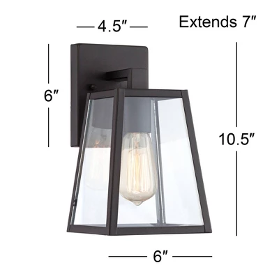 John Timberland Arrington Modern Outdoor Wall Lights Fixtures Set Of 2 Mystic Black 10 3/4" Clear Glass For Exterior Barn Deck House Porch Yard Patio - Image 5