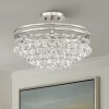 Vienna Full Spectrum Wohlfurst Modern Ceiling Light Semi Flush Mount Fixture 16" Wide Brushed Nickel 3-Light Clear Crystal For Bedroom Living Room