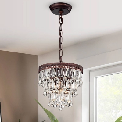 9.84" X 9.84" X 49.62" 3-Light Eresu Chandelier Brown - Warehouse Of Tiffany