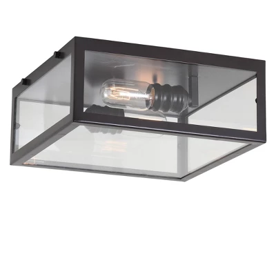 12" Metal/Glass Grayson Flush Mount (Includes Energy Efficient Light Bulb) - JONATHAN Y - Image 6
