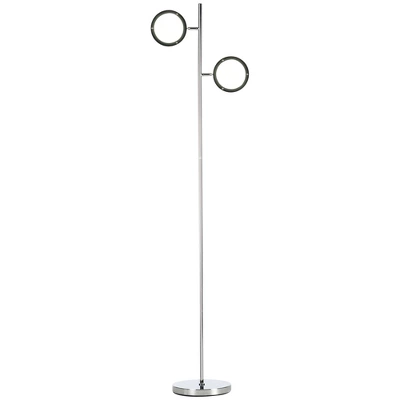 HOMCOM Ultra-Bright Floor Lamp With 180° Adjustable-Head LED Lighting For Bedroom, Living Room Office, & More, Tree Standing Lamp, 800 Lumens, Chrome - Image 3