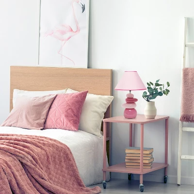 17.25" Contemporary Ceramic Stacking Stones Table Desk Lamp Pink - Creekwood Home - Image 7