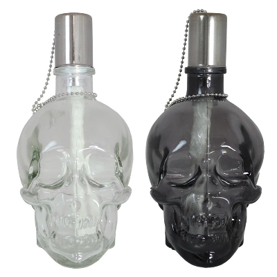 Sunnydaze Decor Sunnydaze Grinning Skull Glass Tabletop Torches - Clear And Black - Image 6