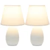 9.45" 2pk Petite Ceramic Oblong Bedside Table Desk Lamps With Matching Tapered Drum Shade Off-White - Creekwood Home