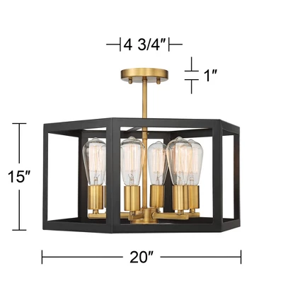 Possini Euro Design Beni Industrial Modern Farmhouse Ceiling Light Semi Flush Mount Fixture 20" Wide Antique Bronze Gold 6-Light For Bedroom Kitchen - Image 8