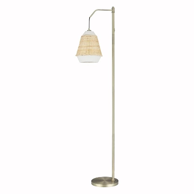 66" Lucia Brass Metal And Rattan Coastal Floor Lamp - River Of Goods - Image 7