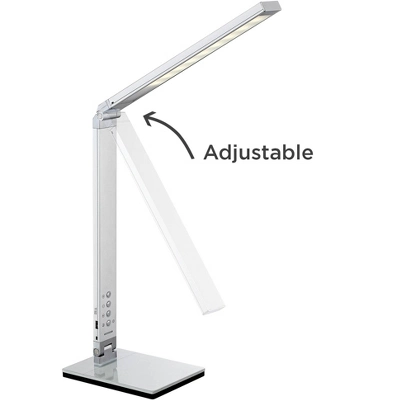 360 Lighting Jett Modern Desk Lamp 16 1/2" High Silver With USB Port And Nightlight LED Dimmer Touch On Off For Bedroom Bedside Nightstand Family Home - Image 7