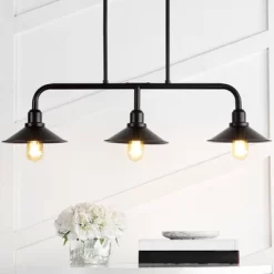 34.25" LED 3-Light Cade Metal Farmhouse Industrial Pendant Oil Rubbed Bronze - JONATHAN Y