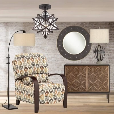 Franklin Iron Works Cuthbert Modern Farmhouse Ceiling Light Semi Flush Mount Fixture 11" Wide Black Iron Moravian Star Clear Glass Panels For Bedroom - Image 6