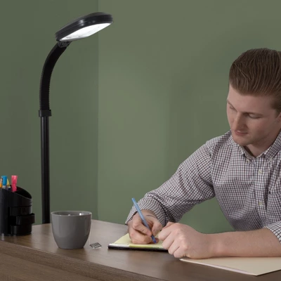 Adjustable Floor Lamp - 6ft Full Spectrum Natural Sunlight Lamp With Bendable Neck - Reading, Crafts, Esthetician Floor Light By Lavish Home (Black) - Image 4