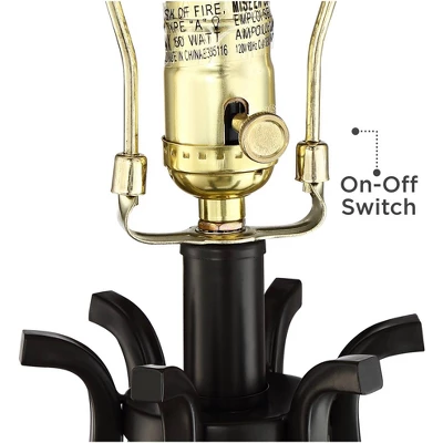 Regency Hill Hadley Modern Table Lamps Set Of 2 26" High Bronze With AC Power Outlet Light Brown Drum Shade For Bedroom Living Room Bedside House Desk - Image 6