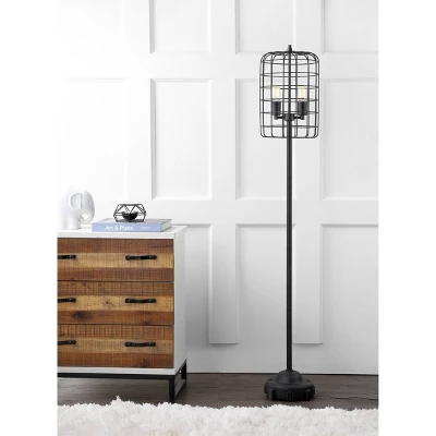 65" Odette Industrial Metal Floor Lamp (Includes Light Bulb) Black - JONATHAN Y
