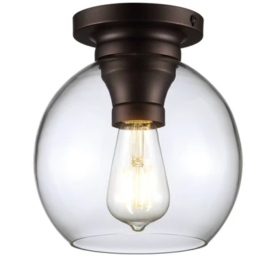 7.75" Metal/Glass Atlas Flush Mount (Includes Energy Efficient Light Bulb) - JONATHAN Y - Image 5