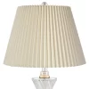 Regency Hill Luca Modern Table Lamps 25 1/2" High Set Of 2 Twisted Glass With USB Charging Port Ivory Pleat Drum Shade For Bedroom Living Room Desk