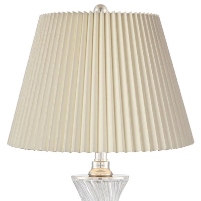 Regency Hill Luca Modern Table Lamps 25 1/2" High Set Of 2 Twisted Glass With USB Charging Port Ivory Pleat Drum Shade For Bedroom Living Room Desk