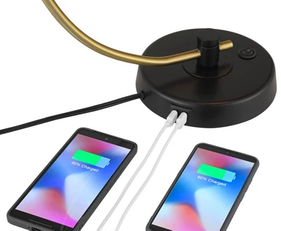 Possini Euro Design Modern Mid Century Desk Lamp 28 1/2" Tall Warm Gold Black With Dual USB Charging Ports For Bedroom Living Room Office Reading Home - Image 4