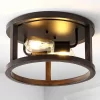 12.75" 2-Light LED Iron Rustic Industrial Flush Mount Brown - JONATHAN Y