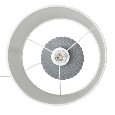 20.4" Traditional Ceramic Purled Texture Bedside Table Desk Lamp With White Fabric Drum Shade Gray - Simple Designs - Image 4