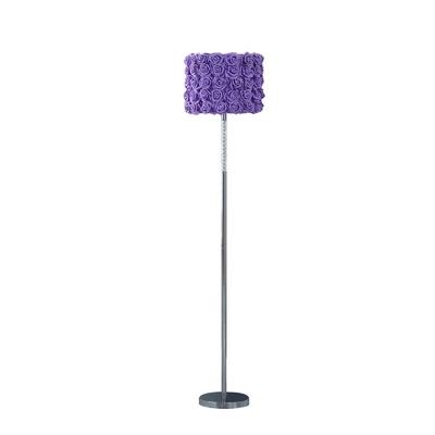 63" Lavender Roses In Bloom Acrylic Metal Floor Lamp - Ore International