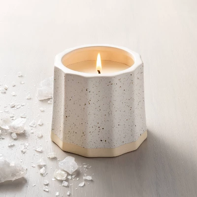 Wide Fluted Speckled Ceramic Salt Jar Candle Tonal Cream 11oz - Hearth & Hand™ With Magnolia