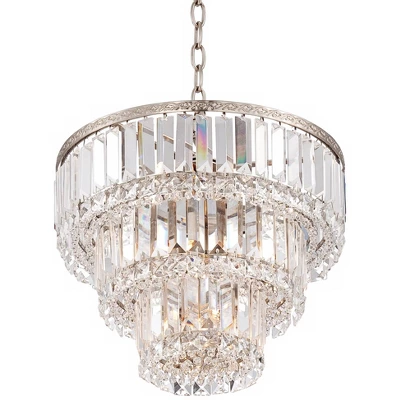 Vienna Full Spectrum Magnificence Satin Nickel Chandelier 14 1/4" Wide Modern Faceted Crystal Glass 7-Light LED Fixture For Dining Room House Kitchen - Image 3