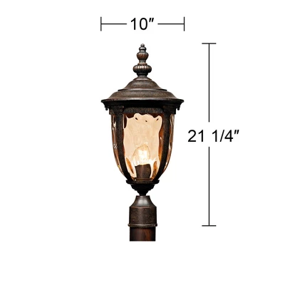 John Timberland Bellagio Rustic Outdoor Post Light Veranda Bronze 21" Hammered Glass For Exterior Barn Deck Post Light House Porch Yard Patio Home - Image 4