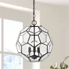 13.5" 3-Light Bee Modern Farmhouse Iron/Glass LED Pendant Oil Rubbed Bronze/Clear - JONATHAN Y