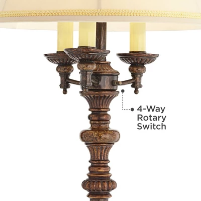 Barnes And Ivy Traditional Floor Lamp Candelabra Style 4-Light 64.5" Tall Italian Bronze Bell Shade For Living Room Reading Bedroom - Image 3